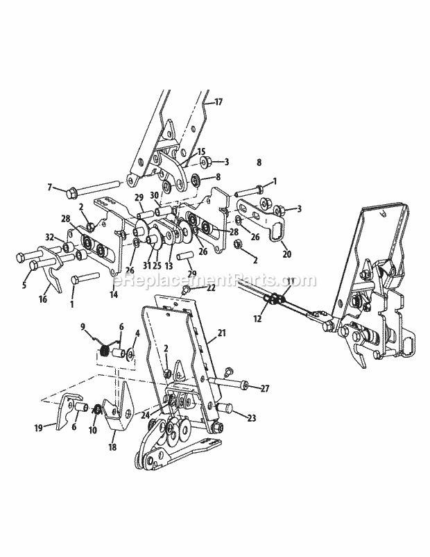 Brake Pedal Assembly Diagram and Parts List for S7237-KW 53AP8DU8750 Cub Cadet Sprayer